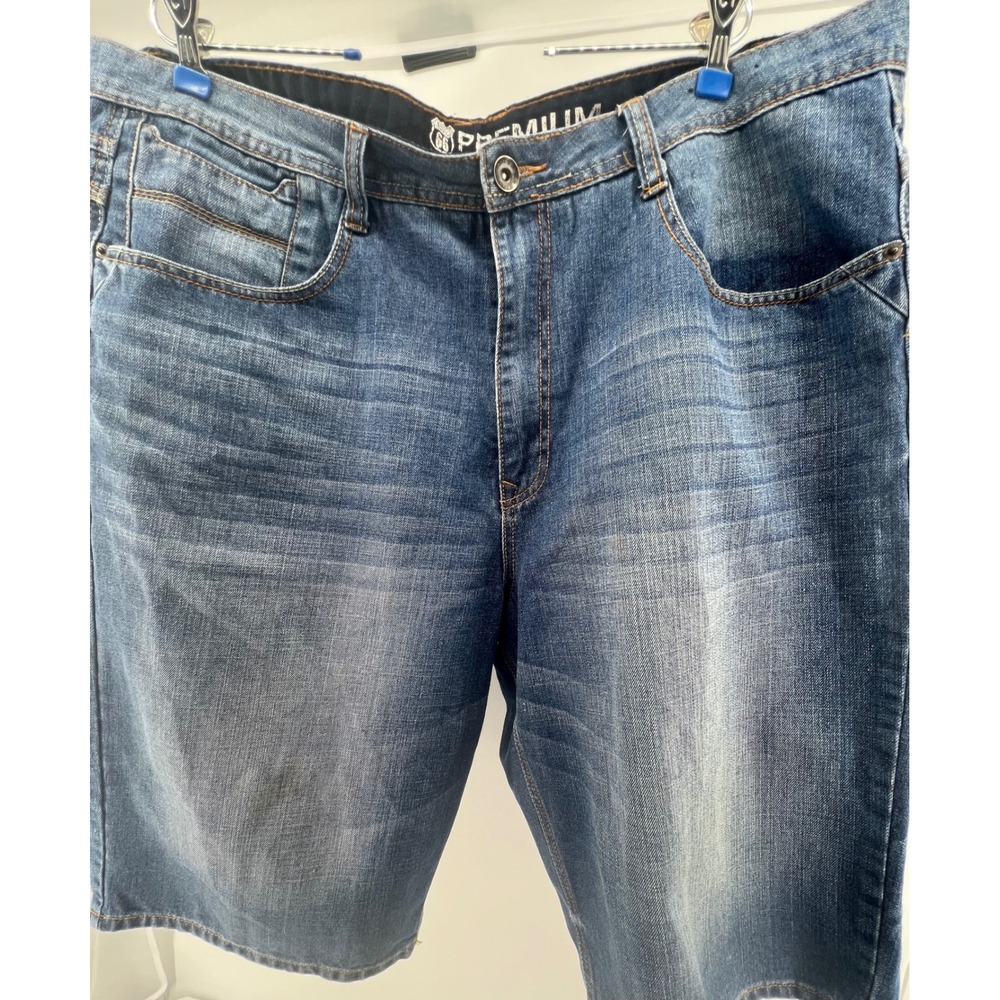Route 66 Premium Men's Blue Denim Cargo Shorts Size 40 Casual Comfort